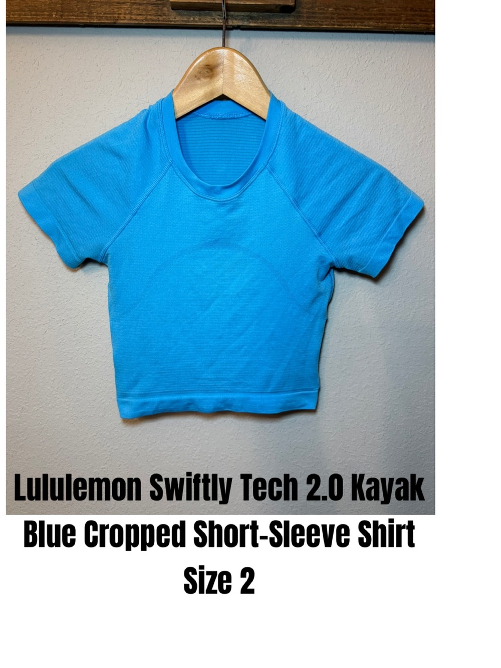 lululemon athletica Swiftly Tech 2.0 Kayak Blue Cropped Short-Sleeve Top Size 2